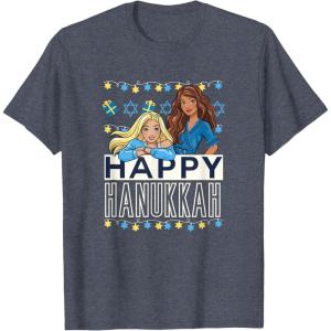 imageBarbie  Happy Hanukkah TShirtHeather Blue