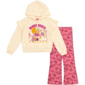 imageBarbie Girls Fleece Hoodie and Leggings Outfit Set Toddler to Big Kid Sizes 2T  1820Cream  Pink