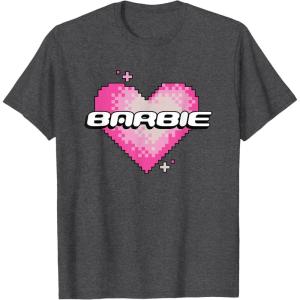 imageBarbie Pixel Valentines Heart TShirtDark Heather Grey