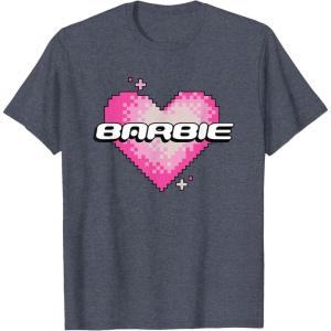 imageBarbie Pixel Valentines Heart TShirtHeather Blue