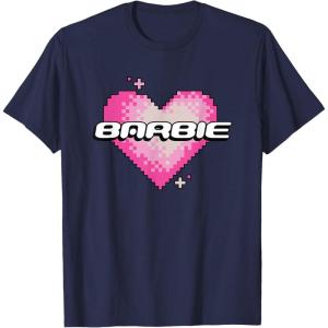 imageBarbie Pixel Valentines Heart TShirtNavy Blue