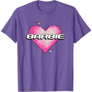 imageBarbie Pixel Valentines Heart TShirtPurple Heather