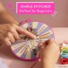 image:imageOfficially Licensed Barbie Beginner Embroidery Kit for Kids Ages 812  8 Designs 2 Hoops Needles Thread  Complete Sewing Arts and Crafts Gift for Girls