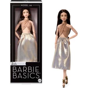 image:imageBarbie Basics Model Collector Fashion Doll 06 with Brunette Hair Shimmery Golden Skirt amp Halter Universalfit Fashions Posable Body