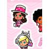 image:imageMattel Barbie Chibi Style Adhesive Vinyl Decals  Cute Barbie Stickers for Water Bottle or Laptop 1 Pack 4 CountPinkBlack