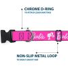image:imageMattel Dog Collar with Plastic Buckle Quick Release Easy Adjustable Barbie Script Signature Logo and Silhouette Hot Pink White 85 to 12 Inches 05 Inch Wide15 Wide  Fits 2031 Neck  Large