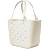 image:imageSimple Modern Mattel Large Beach Bag  Waterproof Getaway Rubber Tote with Zipper Pocket for Travel Pool Boat Groceries Sports  BarbieCream