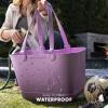 image:imageSimple Modern Mattel Large Beach Bag  Waterproof Getaway Rubber Tote with Zipper Pocket for Travel Pool Boat Groceries Sports  BarbiePattern Island Life