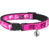 image:imageBarbie Breakaway Cat Collar with Bell Plastic Clip Easy Adjustable Barbie Script Signature Logo and Silhouette Hot Pink White 85 to 12 Inches 05 Inch Wide