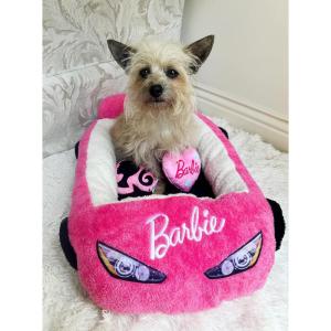 image:imageMegatoys Barbie Plush Car Pet Bed Themed Plush Pink Pet Bed for Dogs and Cats  Soft and Cozy Pet Bed with Barbie Pillow and Car DesignBarbie