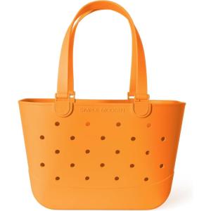 image:imageSimple Modern Mattel Large Beach Bag  Waterproof Getaway Rubber Tote with Zipper Pocket for Travel Pool Boat Groceries Sports  BarbieCream Orangsicle