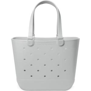 image:imageSimple Modern Mattel Large Beach Bag  Waterproof Getaway Rubber Tote with Zipper Pocket for Travel Pool Boat Groceries Sports  BarbieIce Gray