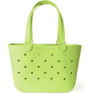 image:imageSimple Modern Mattel Large Beach Bag  Waterproof Getaway Rubber Tote with Zipper Pocket for Travel Pool Boat Groceries Sports  BarbieLime Juice