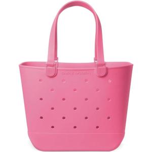 image:imageSimple Modern Mattel Large Beach Bag  Waterproof Getaway Rubber Tote with Zipper Pocket for Travel Pool Boat Groceries Sports  BarbieVelvet Pink