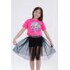 image:imageBarbie Girls Boxy Drop Shoulder TShirt and Mesh Tulle Skort Toddler to Big Kid Sizes 2T  1416Pink  Black