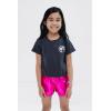 image:imageBarbie Girls Crop Top TShirt and Metallic Shorts Outfit Set Toddler to Big Kid Sizes 2T  1416Black  Magenta