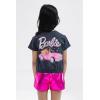 image:imageBarbie Girls Crop Top TShirt and Metallic Shorts Outfit Set Toddler to Big Kid Sizes 2T  1416Black  Magenta