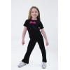 image:imageBarbie Girls Cropped Ribbed TShirt and Flare Pants Outfit Set Toddler to Big Kid Sizes 4T  1416Black  Pink  Barbie