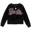 image:imageBarbie Girls Velour Drop Shoulder Zip Up Hoodie and Flare Pants Outfit Set Toddler to Big Kid Sizes 2T  1416Black