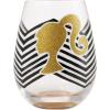 image:imageEnesco Lolita Barbie Style Icon Chevron HandPainted Artisan Stemless Wine Glass 20 Ounce Multicolor