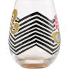 image:imageEnesco Lolita Barbie Style Icon Chevron HandPainted Artisan Stemless Wine Glass 20 Ounce Multicolor