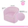 image:imageEvolur Barbie Be Bold Be You Kids Sofa Soft Supportive Seating for Playrooms and Bedrooms LowtoGround Access EasyClean Fabric ASTM Certified 99 lb Capacity  Light BluePurple