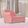 image:imageEvolur Barbie Dream in Pink Kids Chaise Lounge Soft Upholstered Seat with Raised Backrest GoldTone Legs and Hidden Storage Cozy Playroom and Bedroom Seating ASTM Certified  Pink