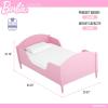 image:imageEvolur Barbie Dreamscape Wooden Toddler Bed in White JPMA amp Greenguard Gold Certified  LowtoFloor Design with Safety Guard Rails Fits Standard Crib Mattress Easy to AssemblePink
