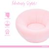 image:imageEvolur Barbie Im Unstoppable Kids Couch Soft Teddy Velvet Lounge Sofa with Supportive Back and Armrests Lightweight Playroom and Nursery Seating ASTM Certified  Pink