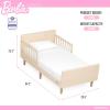 image:imageEvolur Barbie Los Altos Wooden Toddler Bed Blush Pink  Greenguard Gold amp BSA Certified  LowtoFloor Kids Bed for Girls  Fits Standard Crib MattressVanilla Cream
