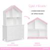 image:imageEvolur Barbie Rose HutchBookcase  7 Spacious Shelves for Toys Books and Keepsakes Solid Wood with AntiTipping Kit White or Pink FinishPink and White