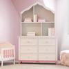 image:imageEvolur Barbie Rose HutchBookcase  7 Spacious Shelves for Toys Books and Keepsakes Solid Wood with AntiTipping Kit White or Pink FinishWhite