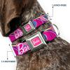 image:imageMattel Easy Adjustable Metal Seatbelt Buckle Quick Release Dog Collar Barbie Script Signature Logo Abstract Multi Color White 20 to 31 Inches 15 Inch WideLarge