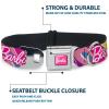 image:imageMattel Easy Adjustable Metal Seatbelt Buckle Quick Release Dog Collar Barbie Script Signature Logo Abstract Multi Color White 20 to 31 Inches 15 Inch WideLarge