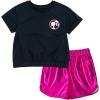 image:imageBarbie Girls Crop Top TShirt and Metallic Shorts Outfit Set Toddler to Big Kid Sizes 2T  1416Black  Magenta