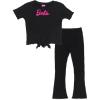 image:imageBarbie Girls Cropped Ribbed TShirt and Flare Pants Outfit Set Toddler to Big Kid Sizes 4T  1416Black  Pink  Barbie