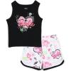 image:imageBarbie Girls Ribbed Tank Top and French Terry Shorts Outfit Set Toddler to Big Kid Sizes 2T  1416Black  White