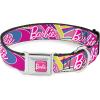 image:imageMattel Easy Adjustable Metal Seatbelt Buckle Quick Release Dog Collar Barbie Script Signature Logo Abstract Multi Color White 20 to 31 Inches 15 Inch WideMedium
