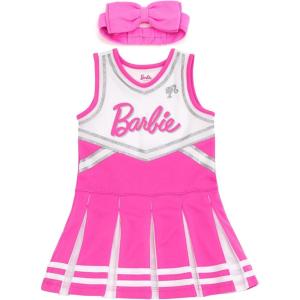 image:imageBarbie Girls Cheerleader Dress and Bow Outfit Set Toddler to Big Kid Sizes 2T  1416Pink  White