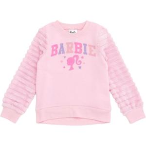 image:imageBarbie Girls Fleece Pullover Sweatshirt with Faux Fur Sleeves Toddler to Big Kid Sizes 2T  1416Pastel Pink