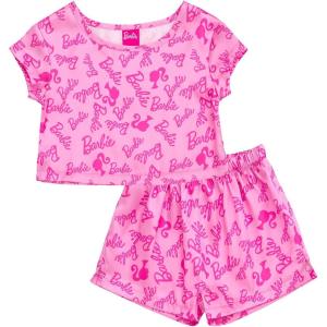 image:imageBarbie Girls Lounge Pajama Shirt and Pajama Shorts Sleep Set Little Kid to Big Kid Sizes 41416Pink