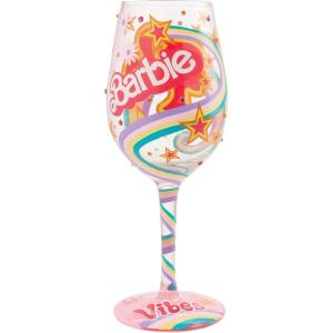 image:imageEnesco Lolita Barbie the Original Fashionista Groovy Vibes HandPainted Artisan Wine Glass 15 Ounce Multicolor