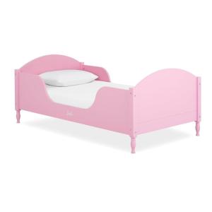 image:imageEvolur Barbie Dreamscape Wooden Toddler Bed in White JPMA amp Greenguard Gold Certified  LowtoFloor Design with Safety Guard Rails Fits Standard Crib Mattress Easy to AssemblePink