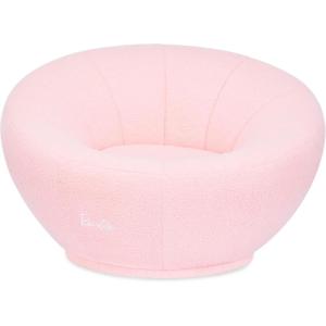 image:imageEvolur Barbie Im Unstoppable Kids Couch Soft Teddy Velvet Lounge Sofa with Supportive Back and Armrests Lightweight Playroom and Nursery Seating ASTM Certified  Pink