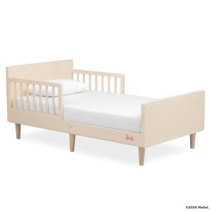 image:imageEvolur Barbie Los Altos Wooden Toddler Bed Blush Pink  Greenguard Gold amp BSA Certified  LowtoFloor Kids Bed for Girls  Fits Standard Crib MattressVanilla Cream