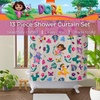 image:imageBarbie Glam 13Piece Shower Curtain Set 72 x 72 Inch Fabric Curtain with Hooks Bathroom Decor Machine Washable 100 Officially Licensed Product by Franco CollectiblesDora the Explorer
