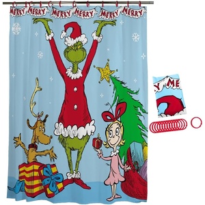 image:imageBarbie Glam 13Piece Shower Curtain Set 72 x 72 Inch Fabric Curtain with Hooks Bathroom Decor Machine Washable 100 Officially Licensed Product by Franco CollectiblesThe Grinch
