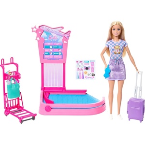 image:imageBarbie Malibu Family amp Friends Limitless Adventure Blonde Fashion Doll with Baggage Claim Luggage Trolly Conveyer Belt and CarryOnPlayset