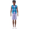 image:imageBarbie Fashionistas Style Ken Doll 253 with Brown Hair Wearing Lavendar Shorts with Turquoise and Lavender Argyle Shirt White ShoesPurple Argyle