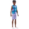 image:imageBarbie Fashionistas Style Ken Doll 253 with Brown Hair Wearing Lavendar Shorts with Turquoise and Lavender Argyle Shirt White ShoesPurple Argyle
